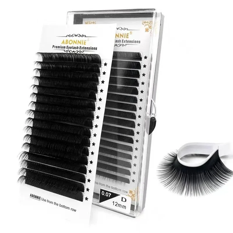 Abonnie-Extensions de Cils Individuels Classiques, Faux Cils Fluffy, Fournitures de Cils Noir Foncé, Toutes Tailles