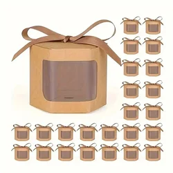 10pcs Gift Box with Display Window Hexagonal Paper Box with Lid - Perfect for Gifts,Birthdays - Suitable for Wedding Decorations