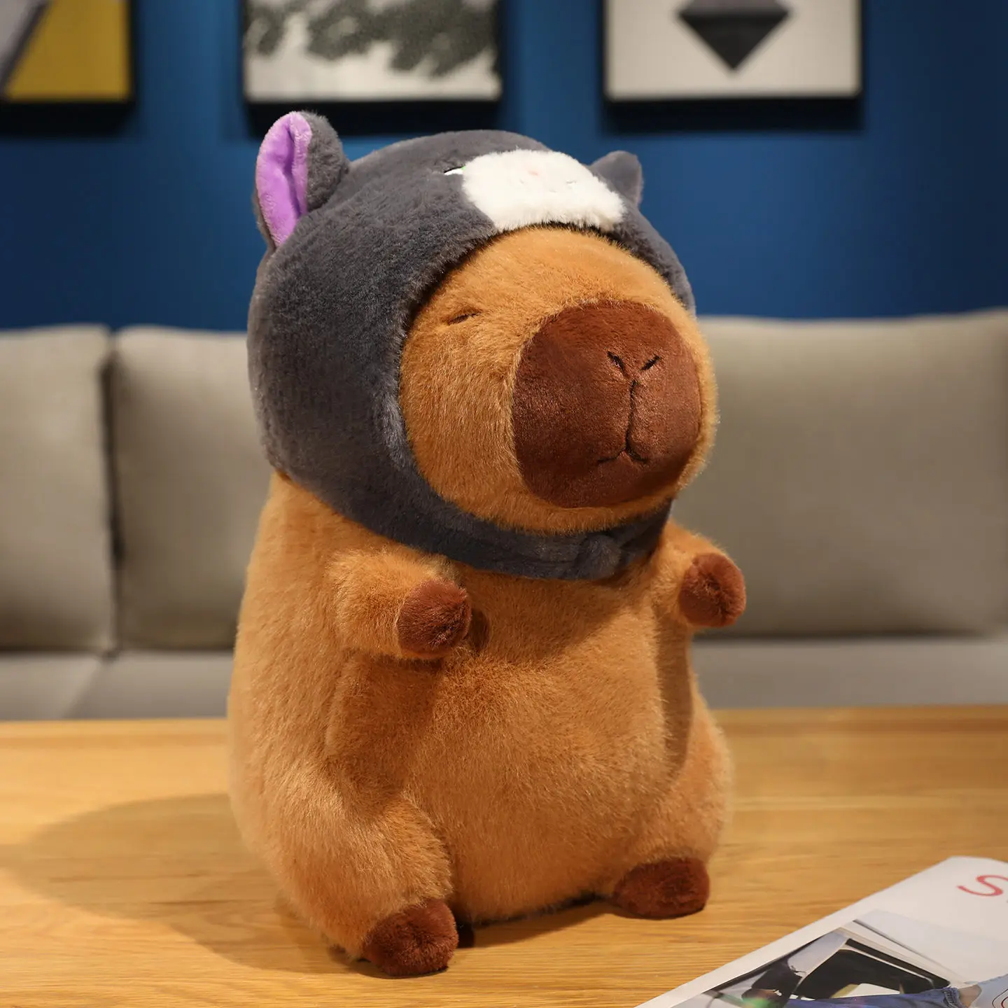 น่ารัก Capybara ตุ๊กตาของเล่นตุ๊กตา Capybara กับหมวกตุ๊กตา Capybara พวงกุญแจจี้ขนาดเล็กเด็กวันเกิด Xmas ของขวัญ