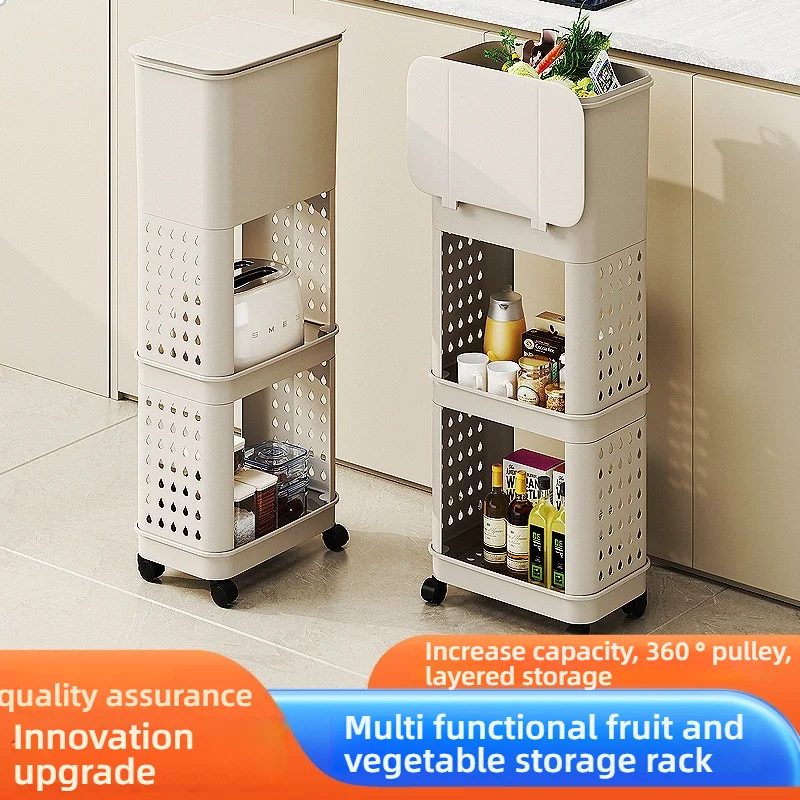 

3 Layers Durability Plastic Waste Container with Modern Look Feet Wheel Perfect for Household Cleanliness Various Indoor Space