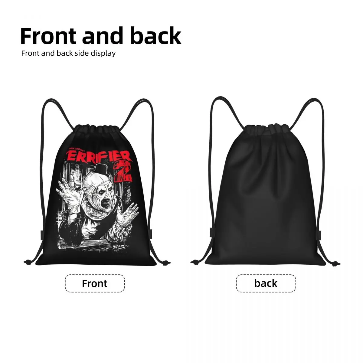 Terrifier Movie Poster++ Drawstring Backpack Women Men Sport Gym Sackpack Foldable Training Bag Sack