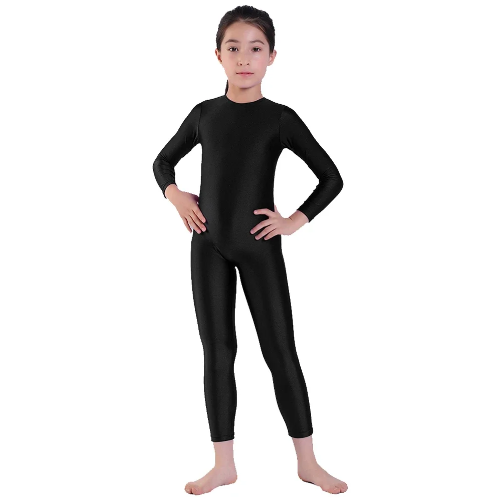 أطفال الباليه سكيت الرقص Unitard الفتيات الجمباز كامل الجسم يوتار أسود طويل الأكمام ارتداءها الصبي بذلة ارتداء #5