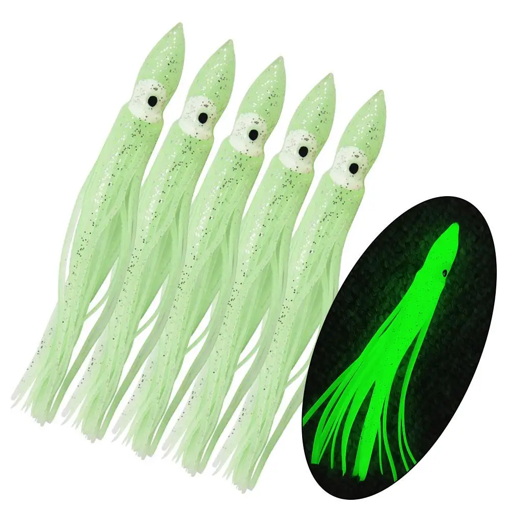 

Fishing Squid Skirts Glow Lures Luminous 20PCS Octopus SkirtsTrolling Lure Soft Plastic Fishing Bait 9.5cm/16cm