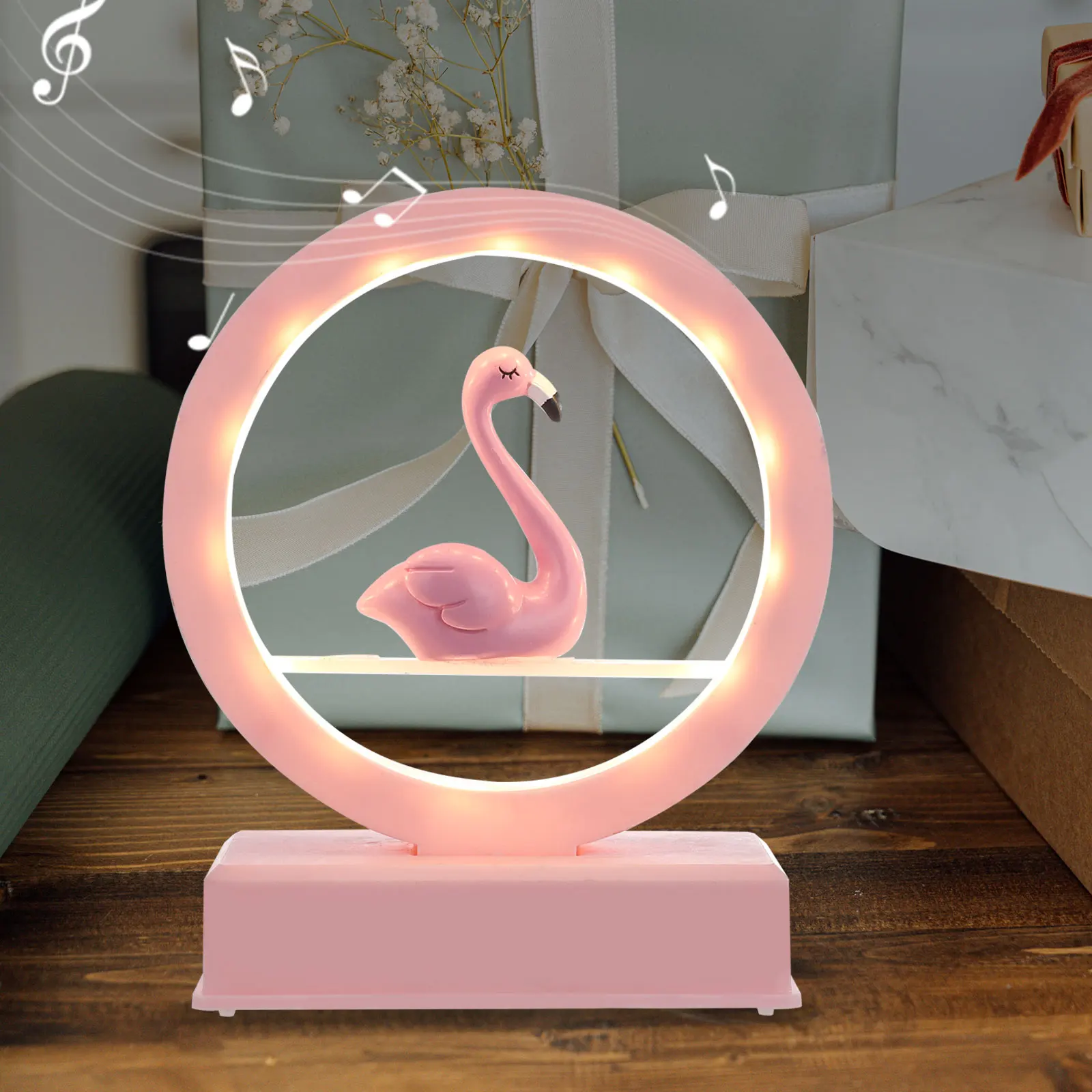 

1 pc Flamingo Night Light With Music Light Operated Home Decor Gift For Graduation No Included
