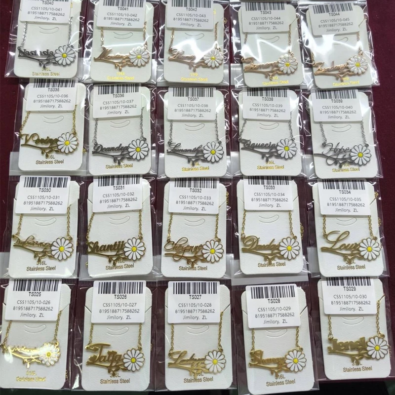 قلادة Goxijite Tredny الملونة المخصصة باسم الزهور للنساء والفتيات مخصصة لحفلات أعياد الميلاد وإكسسوارات الهدايا