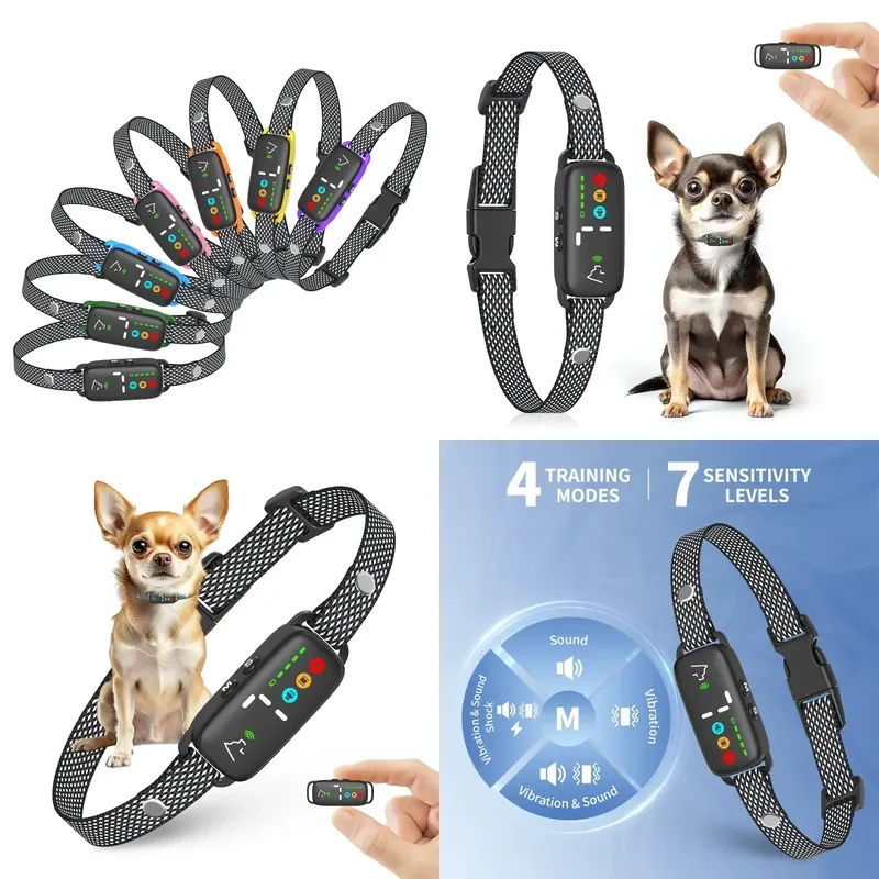Smart Anti Bark Dog Collar Automatic Training Device Waterproof Vibration Shock Control Pet Behavior Correction Tool