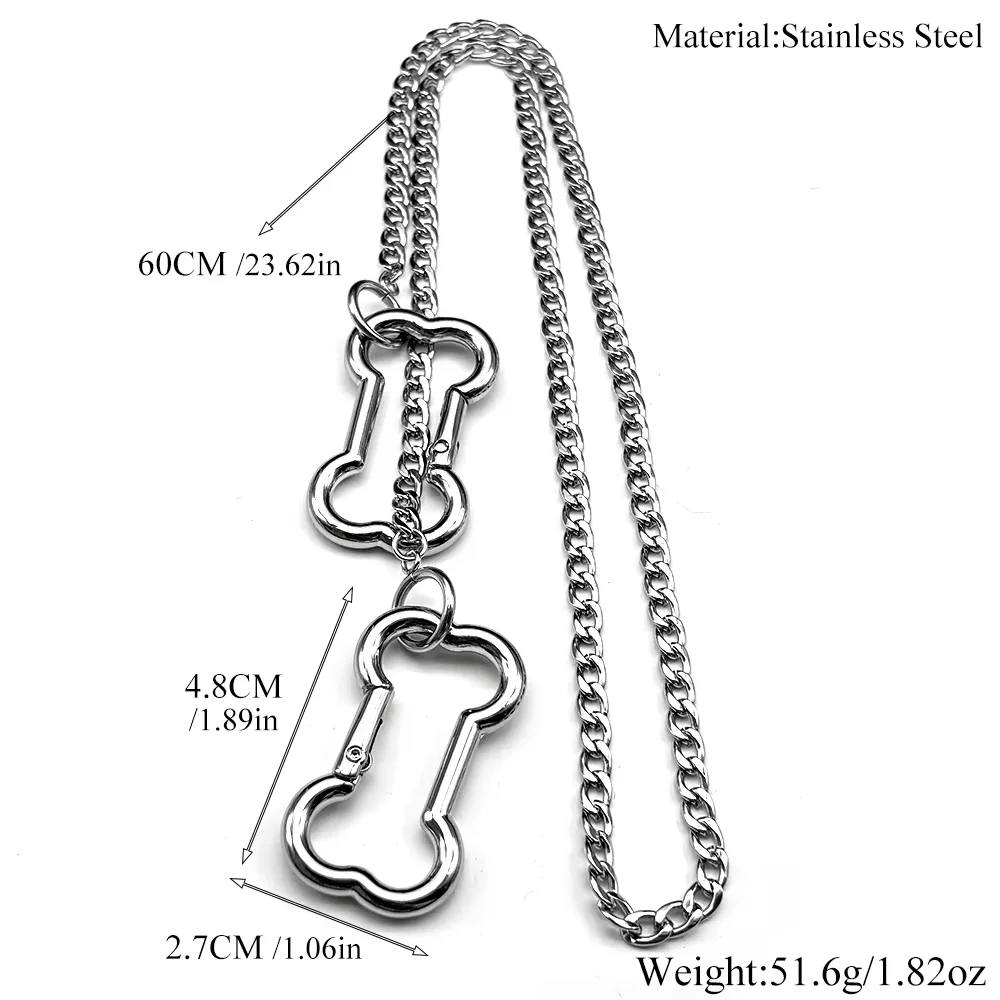 Punk Koreanische Hunde Knochen Anhänger Halskette Für Frauen Egirl Edelstahl Silber Farbe Cooles Zubehör Nette Diy Kette Schmuck Goth