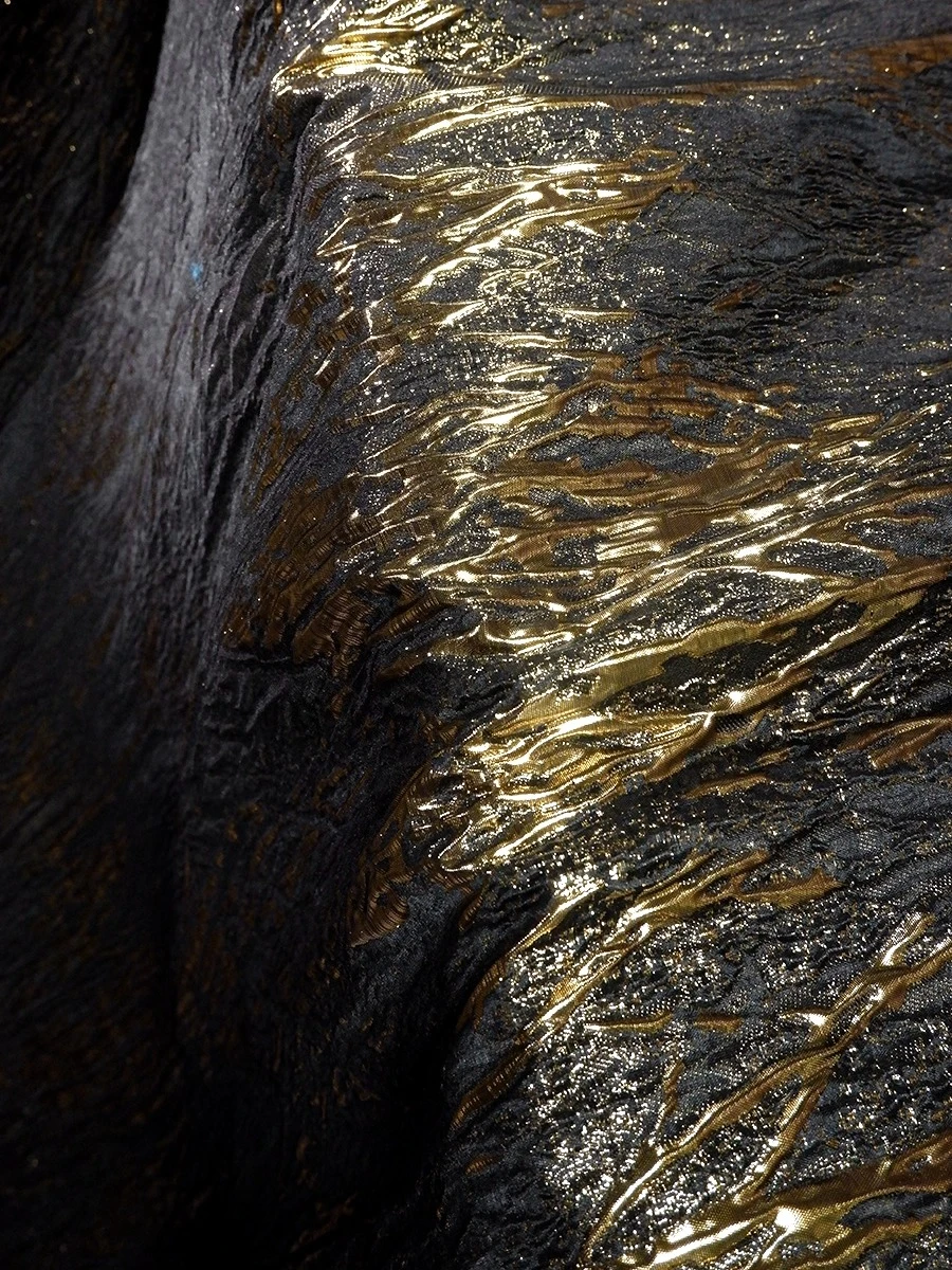 

Великолепная ткань люрекса с черными золотыми венами и 3D-тиснением для дизайнерского комплекта бальных платьев