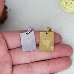 2pcs/Lot I Fold My Hand's At Risk Butterfly Stainless Steel Pendants Necklace Accessories DIY Charms for Jewelry Crafts Making