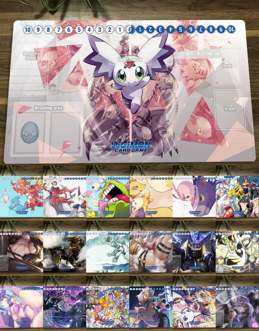 Tapis de jeu DTCG Duel, plusieurs Styles différents, Digimon angeomon & Ladydevimon Lilithmon, tapis de souris de bureau, tapis de jeu de cartes à collectionner + sac gratuit