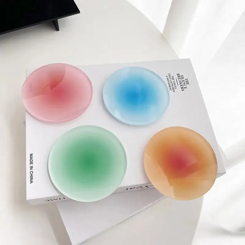 4colors Simple And Creative Color Gradient Coaster With Round Bowl And Plate Mat Perfect For Coffee Shops Tea Houses Or As A Sty