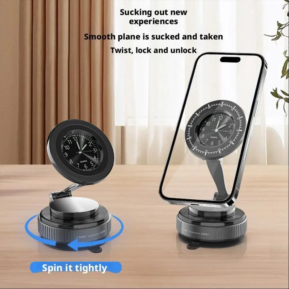 

Креативные часы, вакуумное магнитное автомобильное крепление для телефона, вращение на 360 градусов, складной автомобильный держатель для приборной панели, навигация, держатель для мобильного телефона, кронштейн