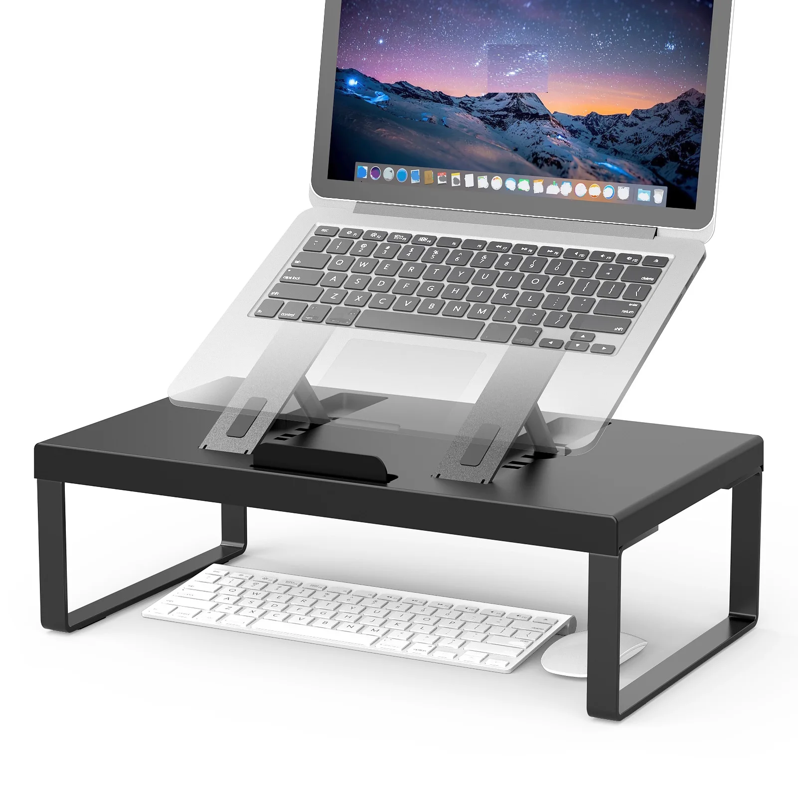 Computer Riser, Office Desk Heightening Accessory, Horizontal Board, Iron Frame With Anti-Slip Pads, Easy To Assemble