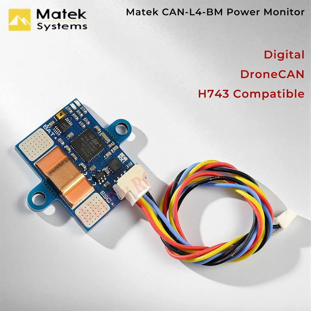

MATEK CAN-L4-BM AP_PERIPH Монитор цифрового контроля энергопотребления по протоколу DroneCAN для радиоуправляемых самолетов и мультикоптеров, H743 Slim V3, запчасти для DIY-проектов