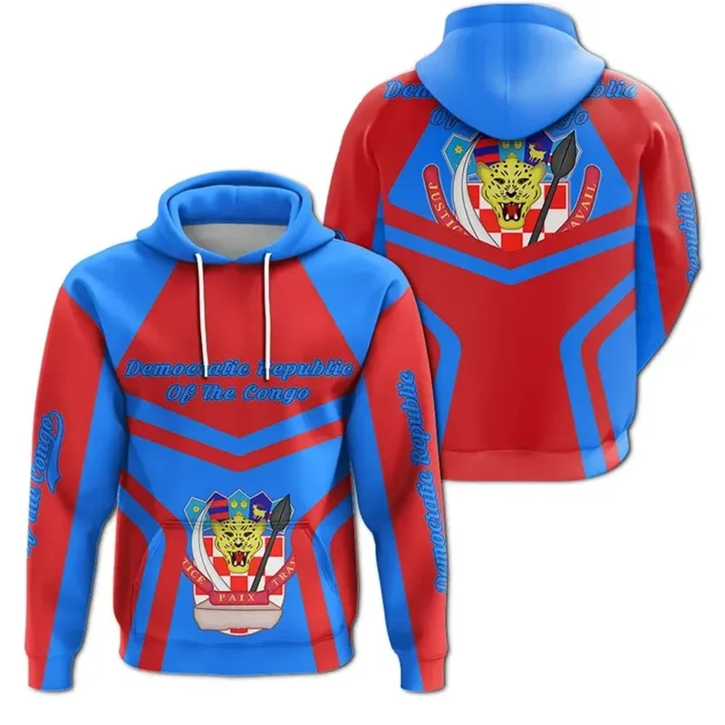 

Republic-Of The Congo Map 3D Printing New In Hoodies & Sweatshirts Congo Coat Of Arms Graphic Hooded Sweatshirts Mens Clothing