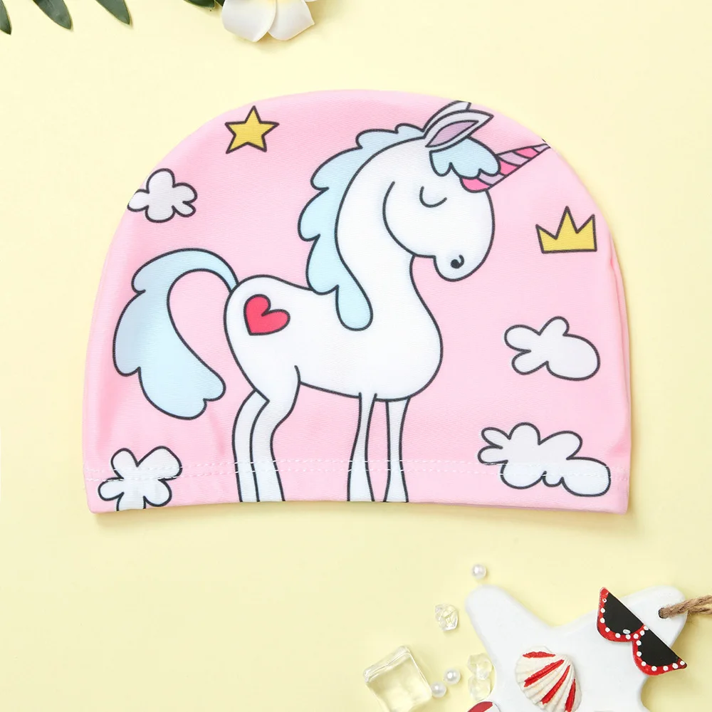 Swimming Cap for Children Elastic Cute Cartoon for Long Hair Lovely Kids Protect Ears Swim Pool Hat for Boys Girls Swim Gear