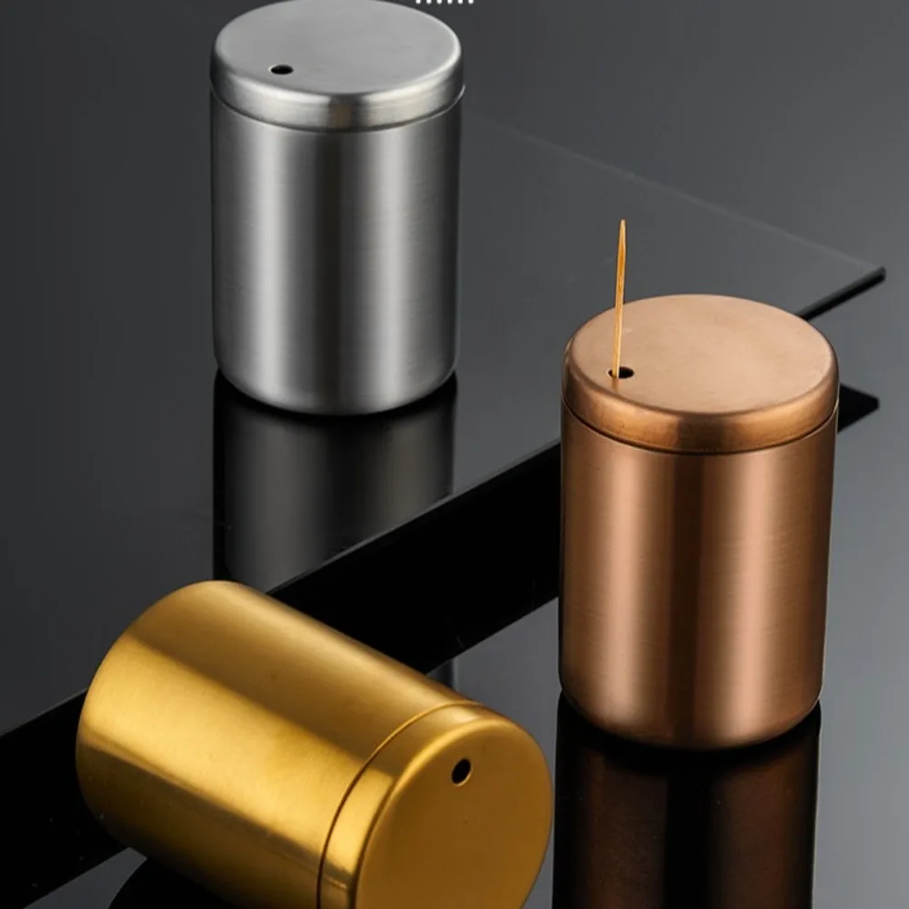 Stainless Steel Toothpick Dispenser Round Durable Toothpick Box Metal Large Capacity Tooth Picks Holder for Teeth Appetizer