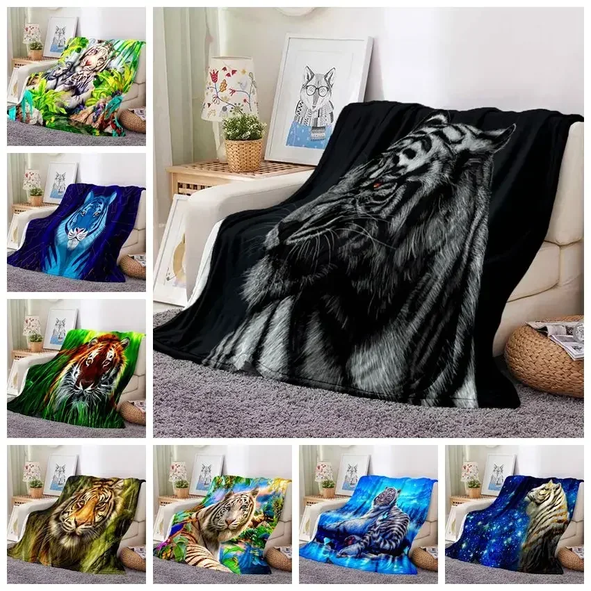

Супермягкое одеяло с рисунком тигра D, теплое и уютное одеяло из шерпа для путешествий и многого другого покрывала.