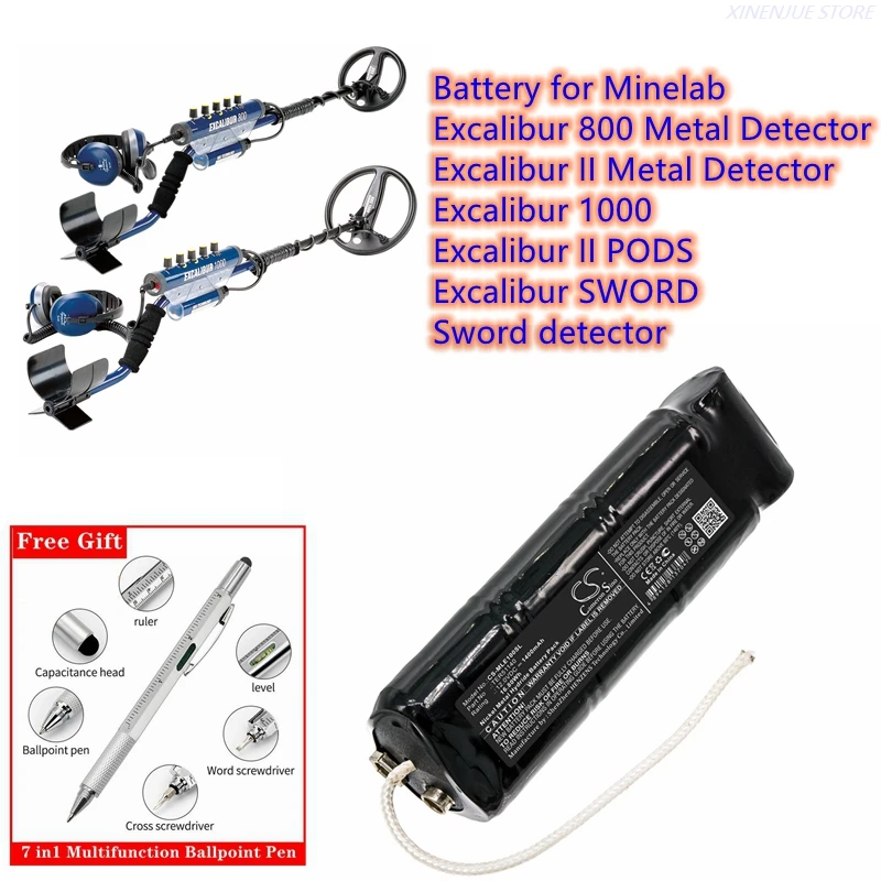 Survey,Test Battery 1400mAh TER51140 for MINELAB Excalibur 1000,Excalibur 800 Metal Detector,Excalibur II PODS,Excalibur SWORD