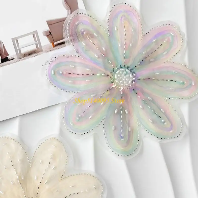DXAE Eleganti patch fiori ricamati con paillettes Versatili Decorazione fiori per abbigliamento, borse e cappelli
