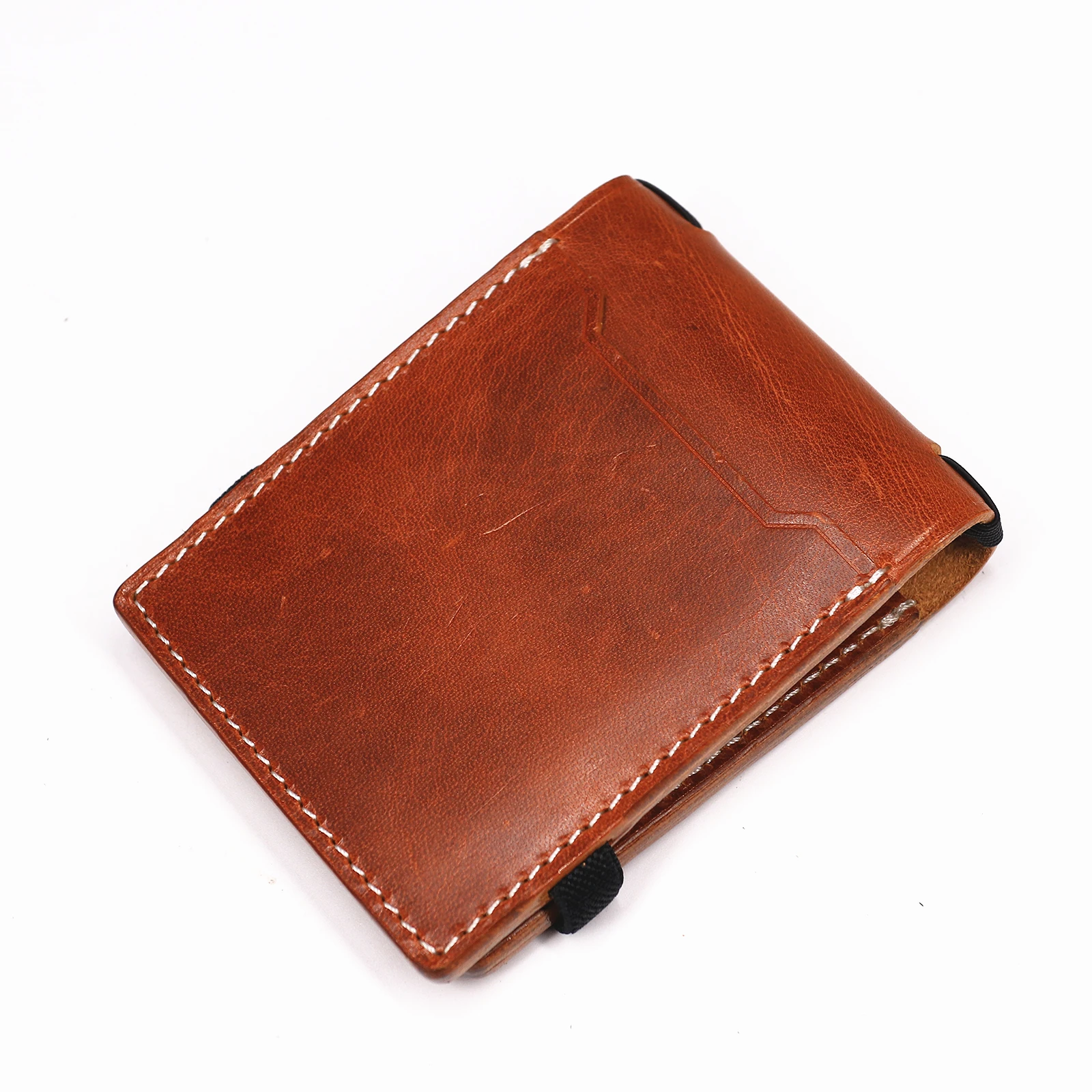 100 % echtes Leder, Geldbörse mit Magnetverschluss, schlanke Bifold-Geldbörse für Herren, Geldscheinklammer-Organizer mit Kartenhalter. – Detail 26
