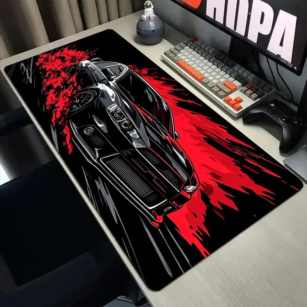 Cool black sports car Mouse Pad Desk Mat with Stitched Edge XXL Mousepads Rubber Anti-slip Gamer Keyboard Rug Gaming Mats