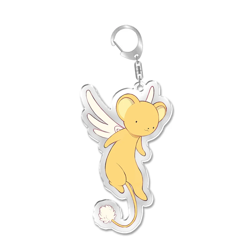 Card Captor Sakura Kinomoto Cute Key Chain Ring Anime Figure Cerberus Keroberos Cardcaptor Keyring Acrylic Kawii Keychain Charms