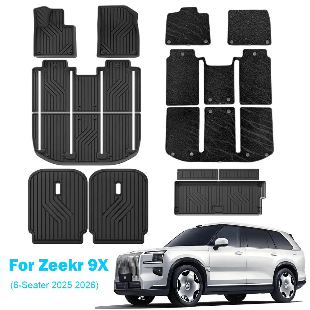 

Комплект всепогодных ковриков TPE для Zeekr 9X 2025-2026: для салона и багажника (6-местный)