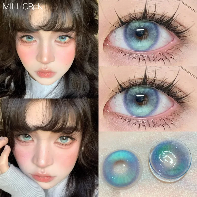 MILL CREEK 1 Paar NEUE Myopie Blue Eye Kontaktlinsen Farbe Schüler für Augen Koreanischen Stil Grün Natürliche Kosmetik Colorcon Kontakte