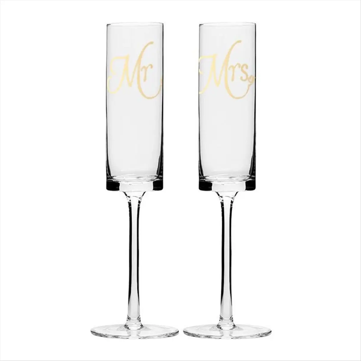 A24I Mr&Mrs Crystal Champagne Flutes Set of 2,Bride & Groom Toasting Glass,Modern&Elegant, Gift for Wedding,Anniversary