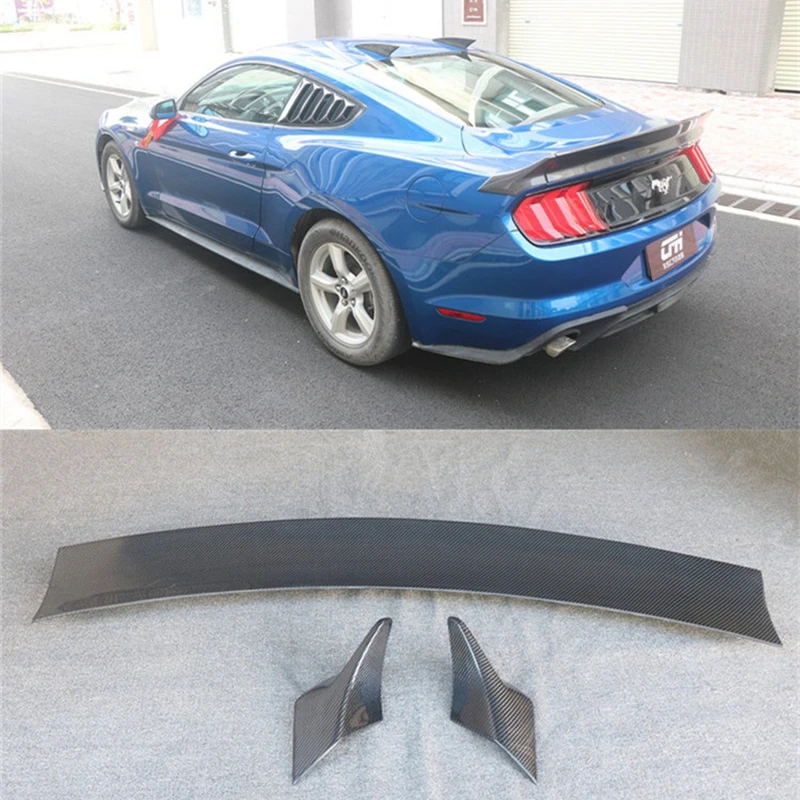 Carbon Fiber CRA REAR WING TRUNK LIP SPOILERS 3pcs/Set Fit For Ford New Mustang LB style 2018 spoiler