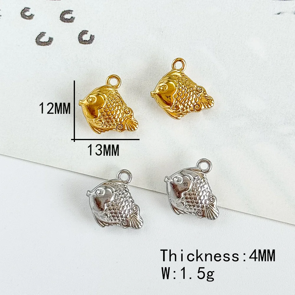 Cordial Design 12*13MM 100Pcs Hand Made/Jewelry Accessories/Stainless Steel Pendant/Fish Shape/Simple Charms/DIY Making #195303