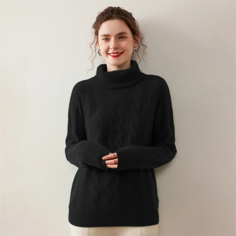 

Толстый пуловер с высоким воротом, женский 100% кашемир, теплый повседневный свитер для внутренней одежды, осень-зима, классический универсальный трикотаж