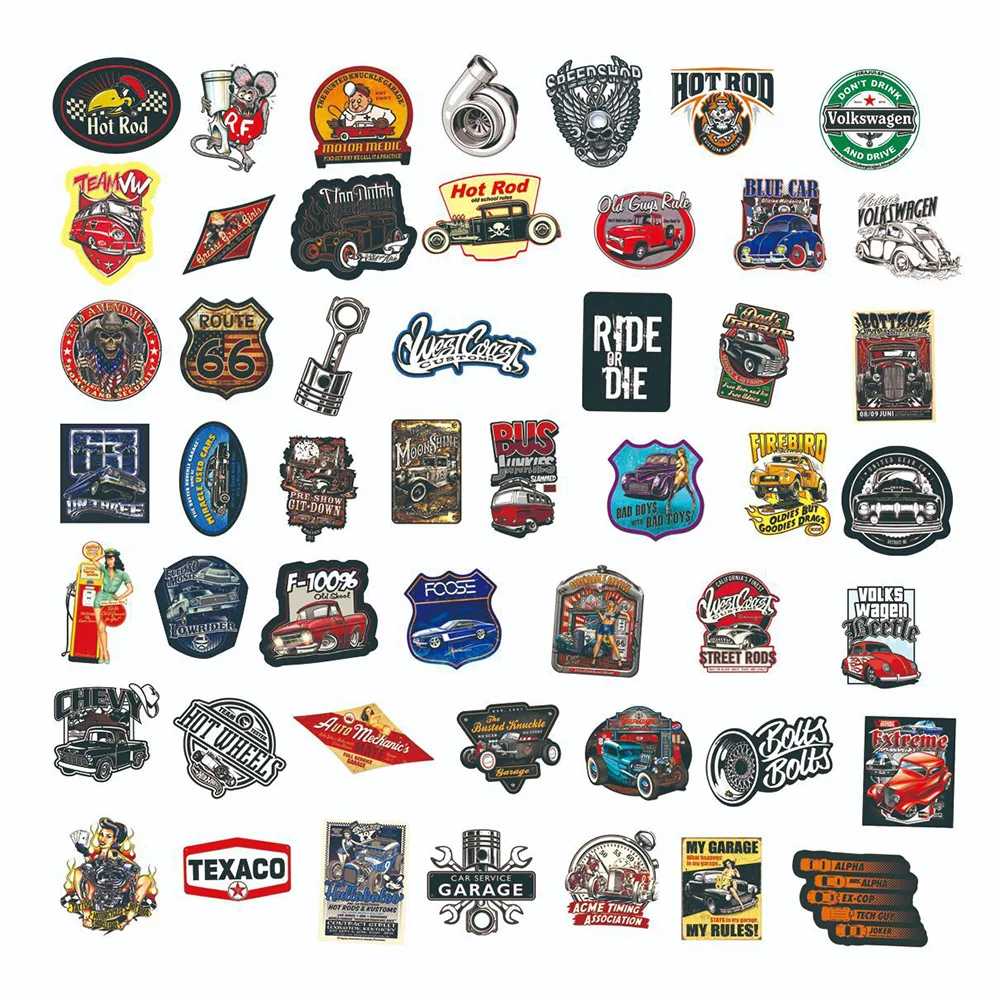 10/30/50/100PCS Hot Rod Retro Vintage Car Sticker DIY Diary Laptop Luggage Skateboard Graffiti Decals Fun for Kid