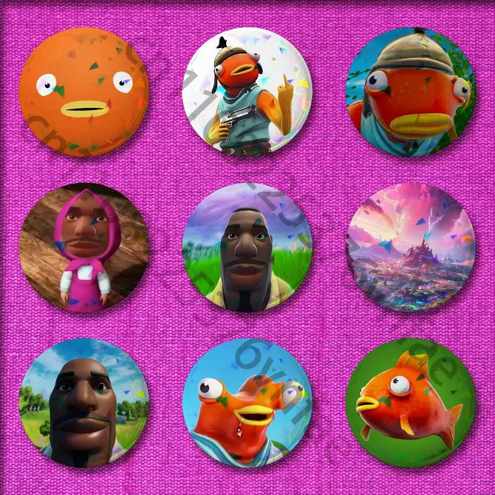 

Game F-FortniteS-S Ugly Fish Man Badge For 44mm 32mm 58mm 25mm 75mm Round Pin Brooch Insignia Case Collectibles