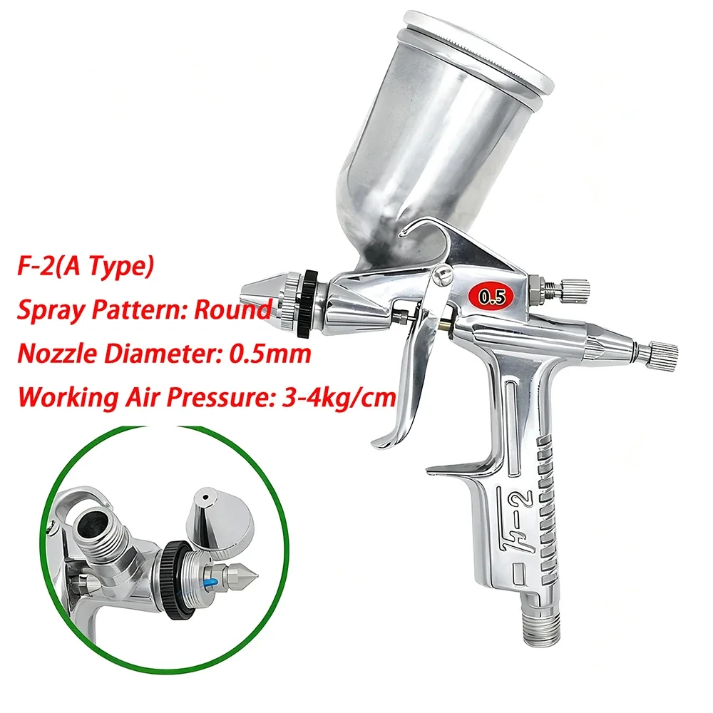 1Pcs White F2A/F2B  Mini Pneumatic Spray Gun F2A/F2B 0.3/0.5/0.8mm Airbrush Sprayer Alloy For Leather Craft Painting Paint Tool