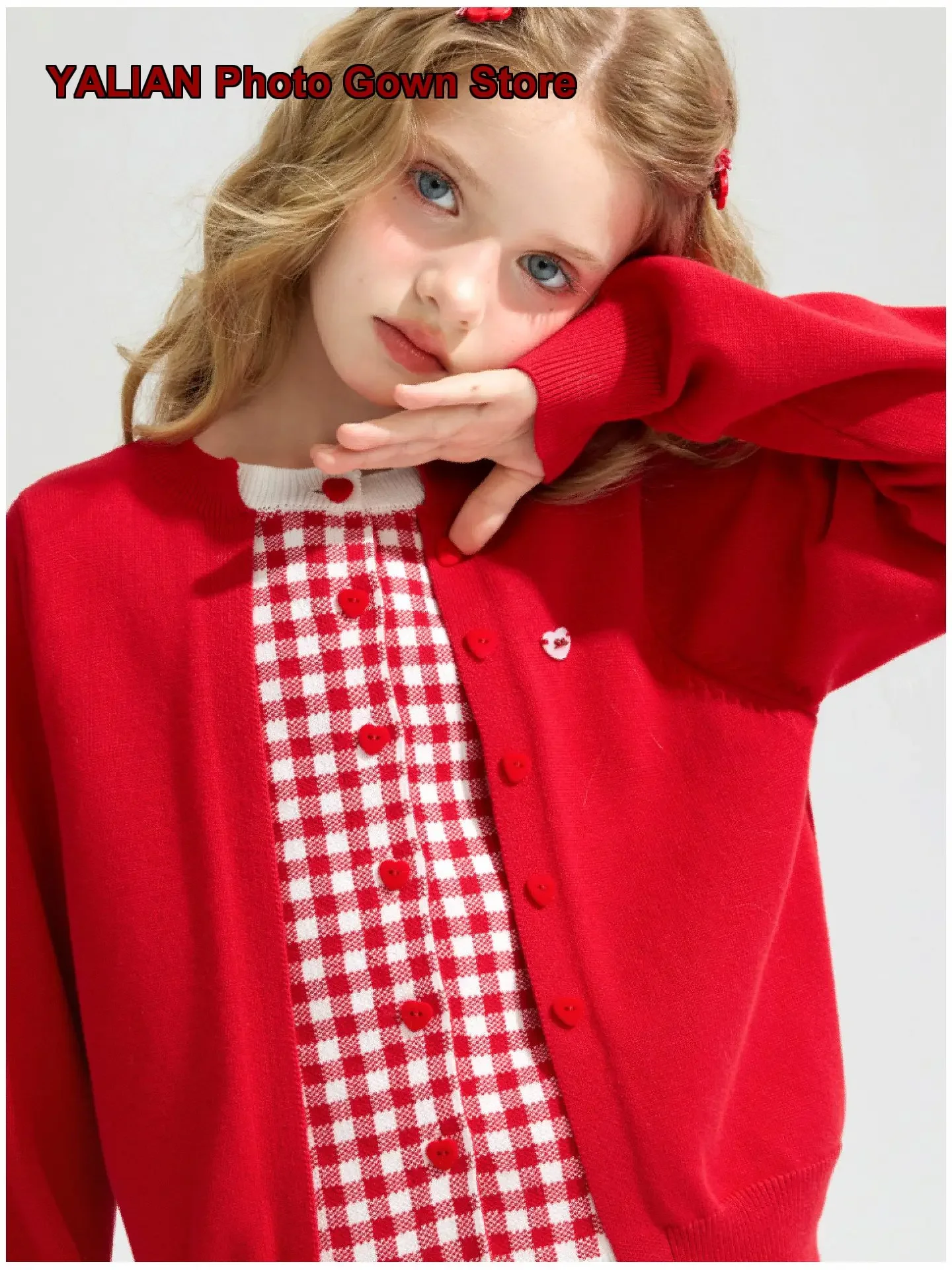 Zhimu Girls Fake Two-Piece Autumn 2026 Knit Jacket for Teenagers Kids