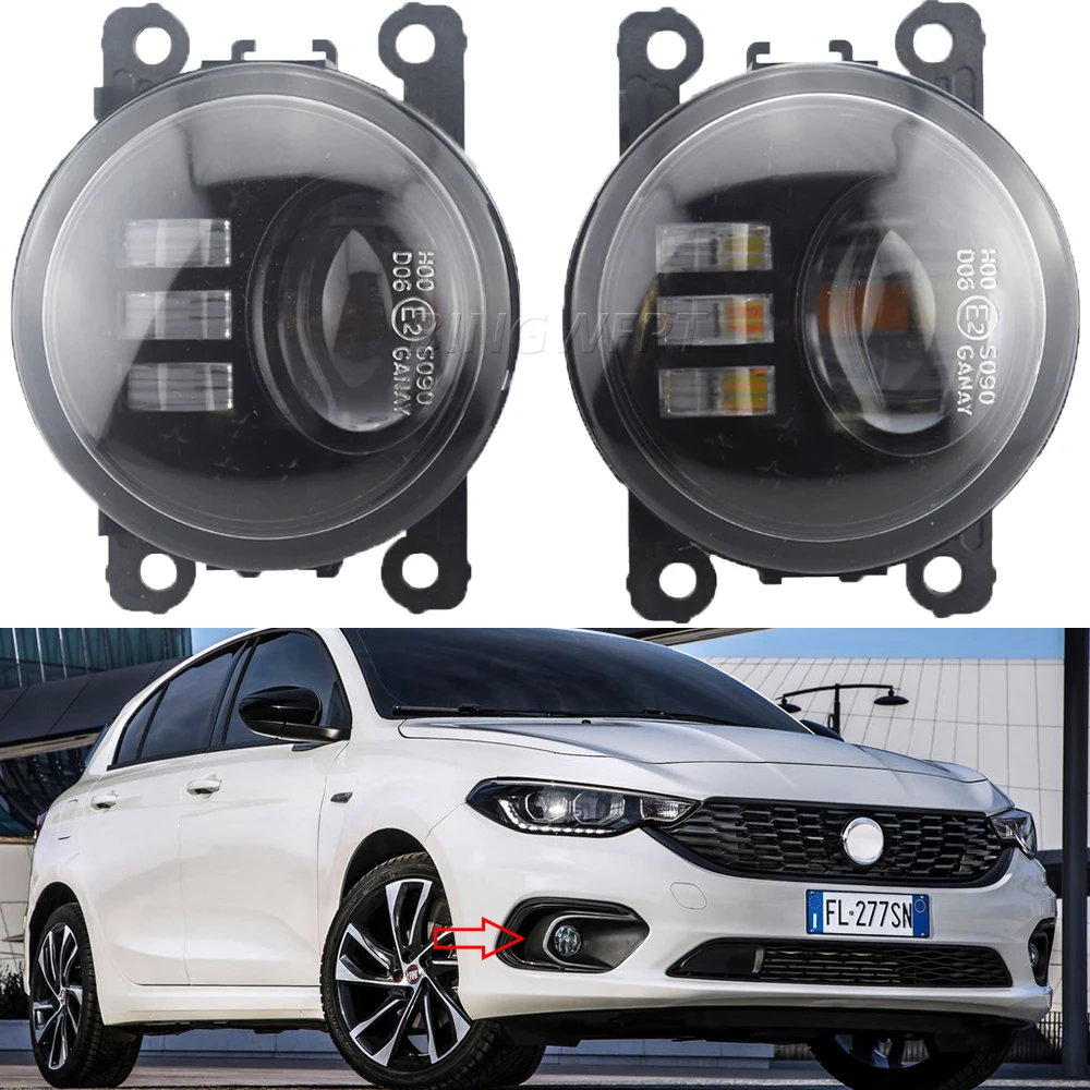 2PCS Fog Lamp Assembly For Fiat Tipo Egea 357_ 5D 2016 2017 2018 2019 2020 2021 Car Double Led DRL Turn Signal Light Fog Lights