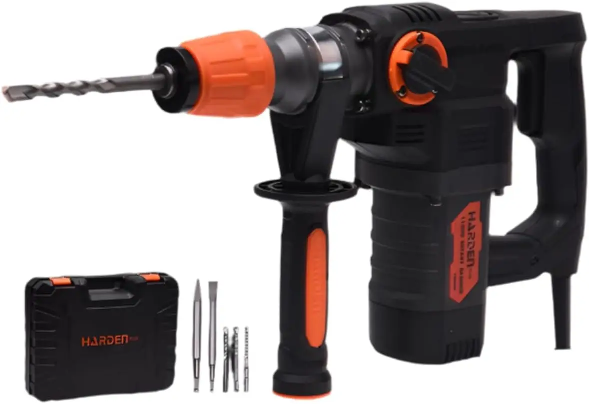 

1100W Rotary Hammer Drill 110V - SDS Plus Chuck, 2 Drills & 2 Chisels, FCC Approved - Max Drilling Capacity: Wood 40mm, Concrete