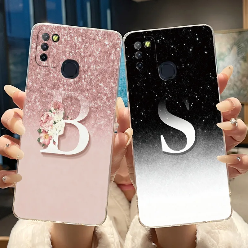 Luxury Elegant Letter Case For Infinix Smart 5 Casing Infinix Hot 10 Lite Phone Case X657B X657C Clear Silicone Soft Back Cover