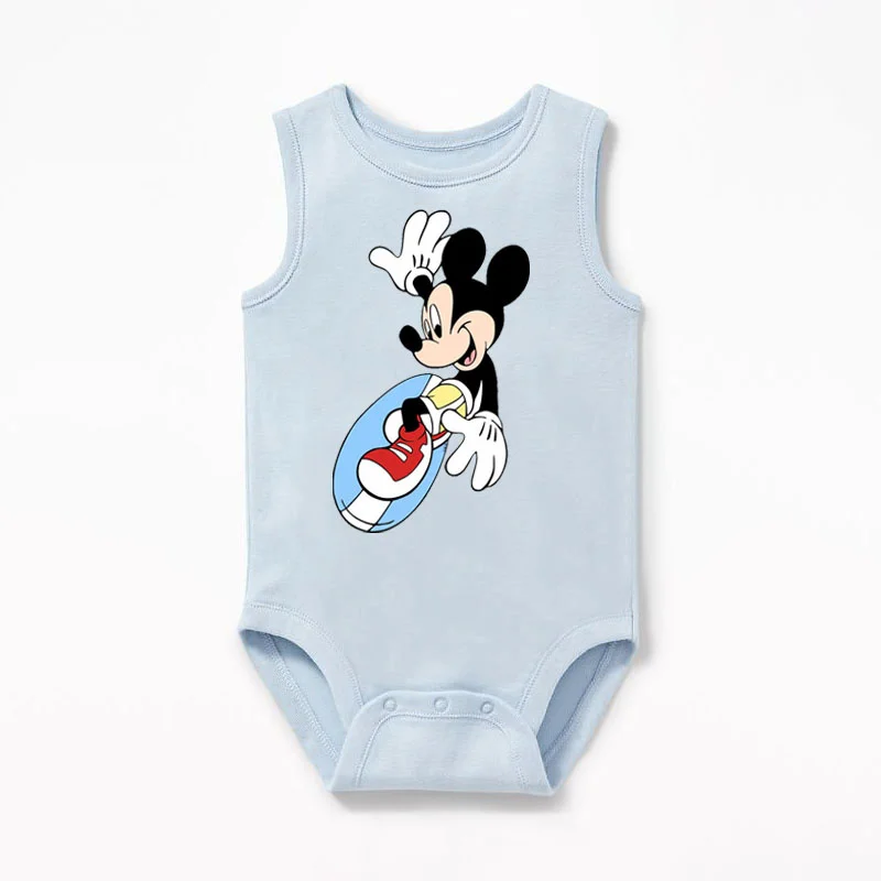 Bodysuit Bayi Gambar Minnie Mouse Musim Panas 1-18M Baju Monyet Tanpa Lengan Kartun Lucu Baju Bayi Baru Lahir