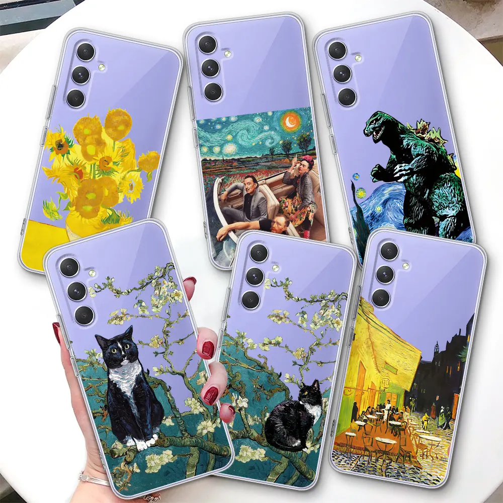 

Van Gogh Starry Cool Art Case for Samsung Galaxy A15 A16 A17 A54 A14 A22 A51 A53 A12 A13 A23 A71 A52 Transparent TPU Phone Cover