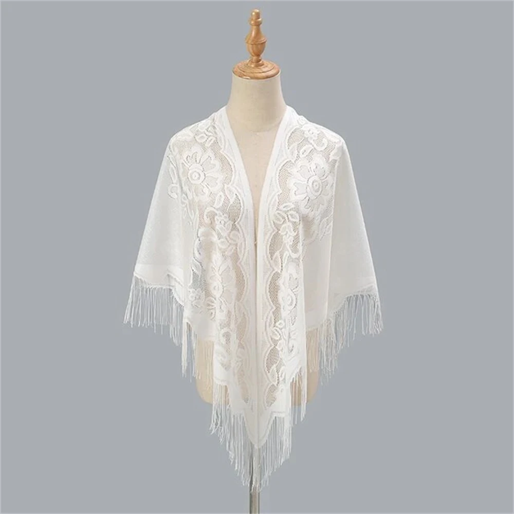 Elegant Evening Dresses Shawls Female Tassels Bridal Bridesmaid Scarf Party Wedding Pareos Butterfly Stoles Lace Triangle Tippet