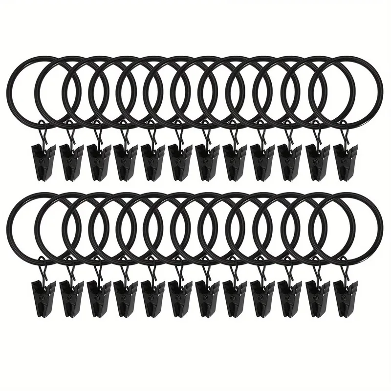 12 pcs Strong Clip Grip 25mm Drapery Ring Clips, great for Living Room Drapery, Sturdy Metal Ring, Bathroom Shower Panels