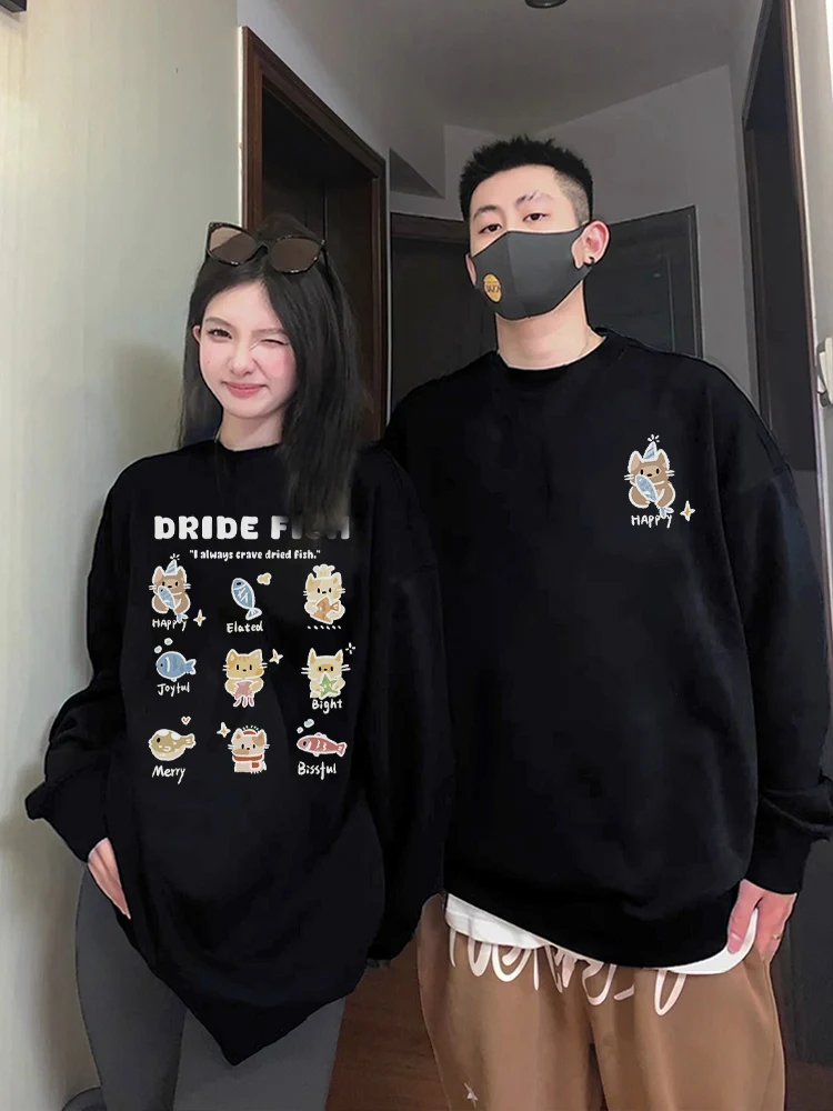 

Fun Cat Couple Sweater 2024 New Autumn and Winter High Quality Oversize Crew Neck Sweatshirts