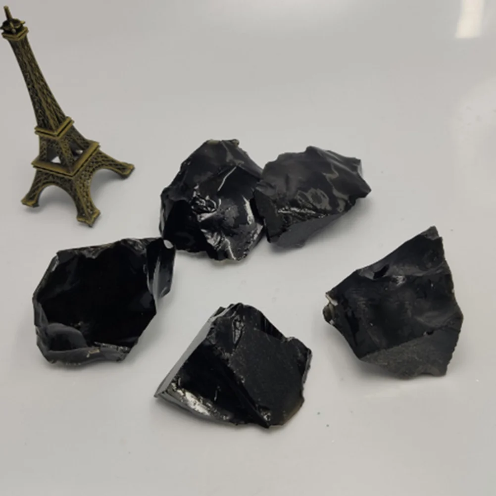 5Pcs Natural Obsidian Stones Decoration Irregular Obsidian Crafts Natural Crystal Diffuser Stones