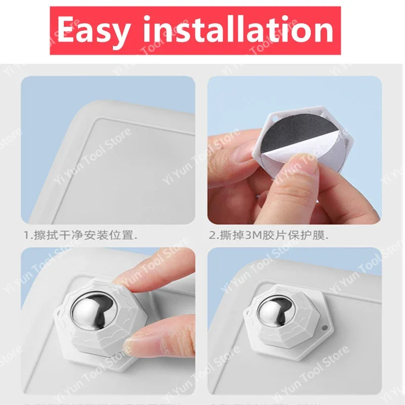 Ruedas para muebles Ruedas Rueda universal resistente 360 °   Ruedas autoadhesivas fuertes de acero inoxidable con rotación