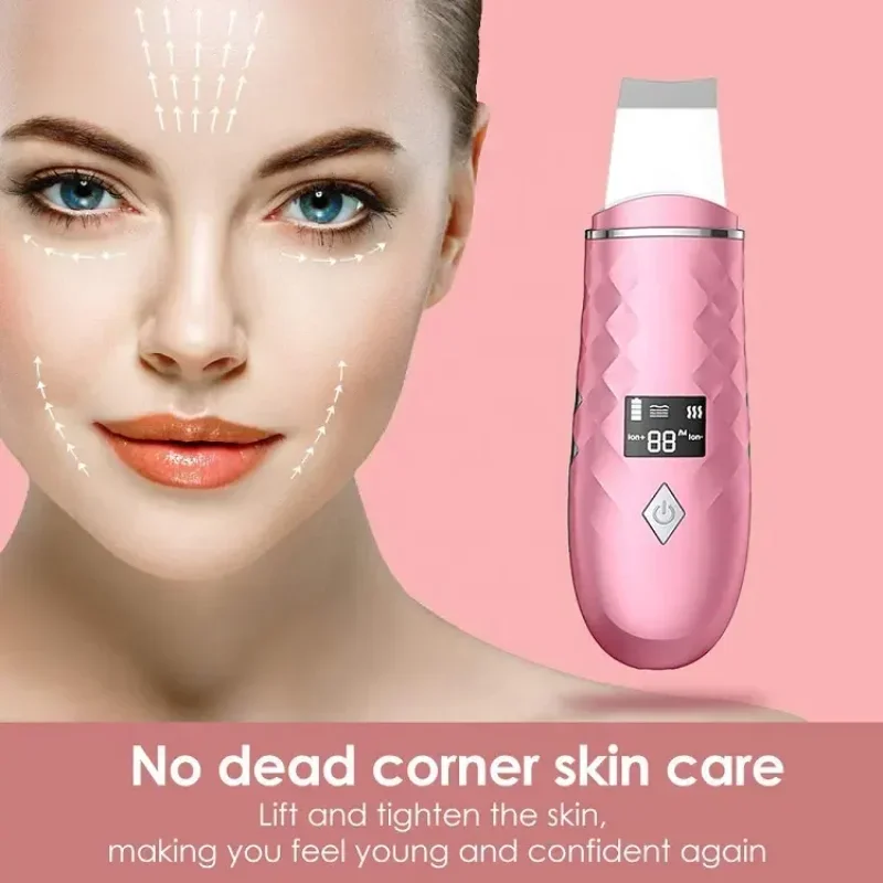 Electric LCD Display Skin Spatula Blackhead Remover Shovel Pore Cleaner Facial Ultrasonic Deep Cleansing Instrument Scrubber