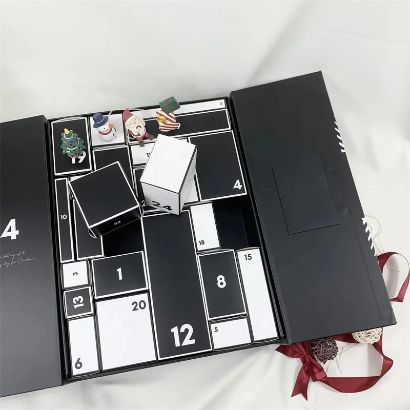 2025Christmas Advent Calendar Box 2023 24 Days Countdown to Christmas Printed Cardboard Gift Treasure Box with Logo