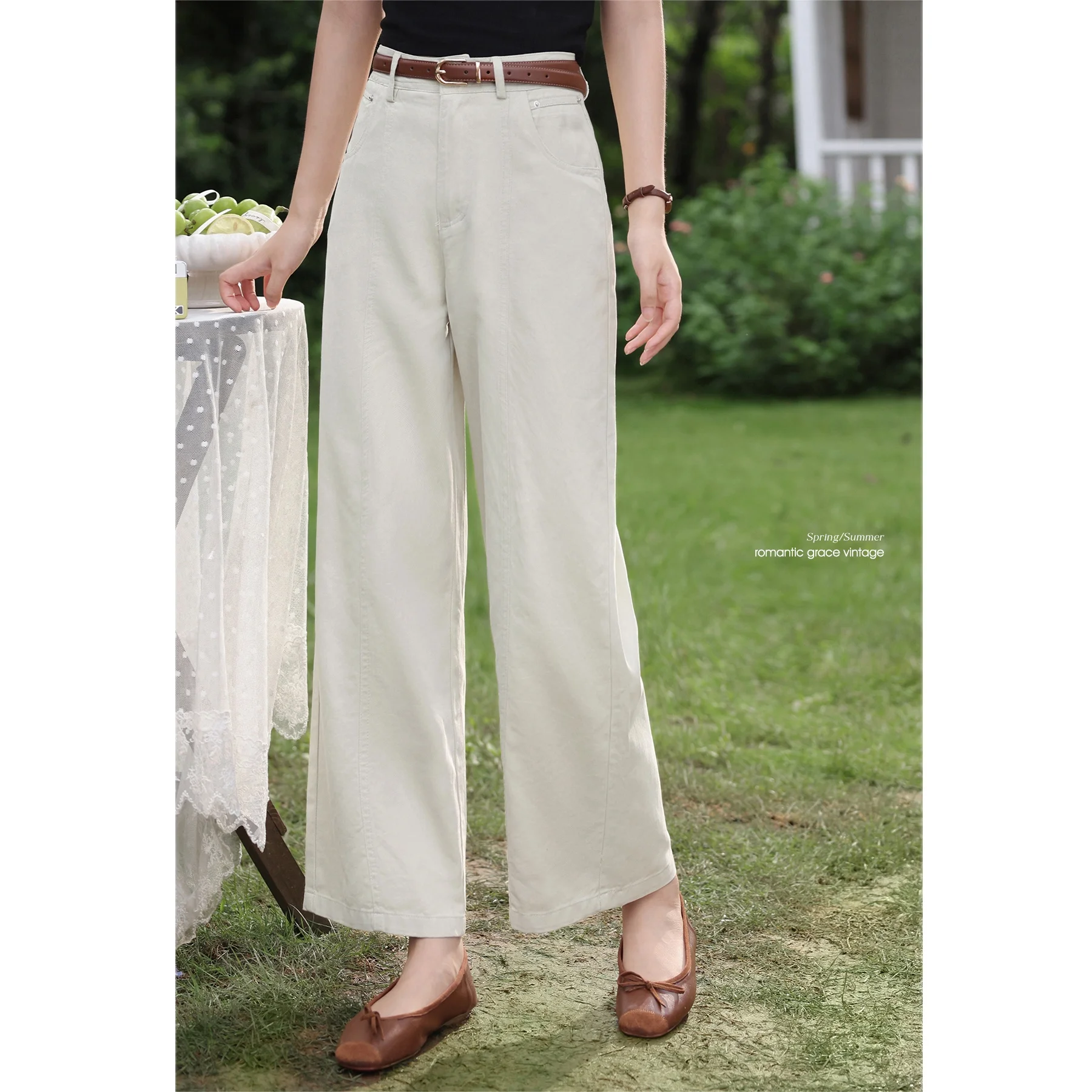 

South Deer Casual Straight Leg Lightweight Summer Pants Women's Ele Loose Fit Trousers Versatile Long Pants